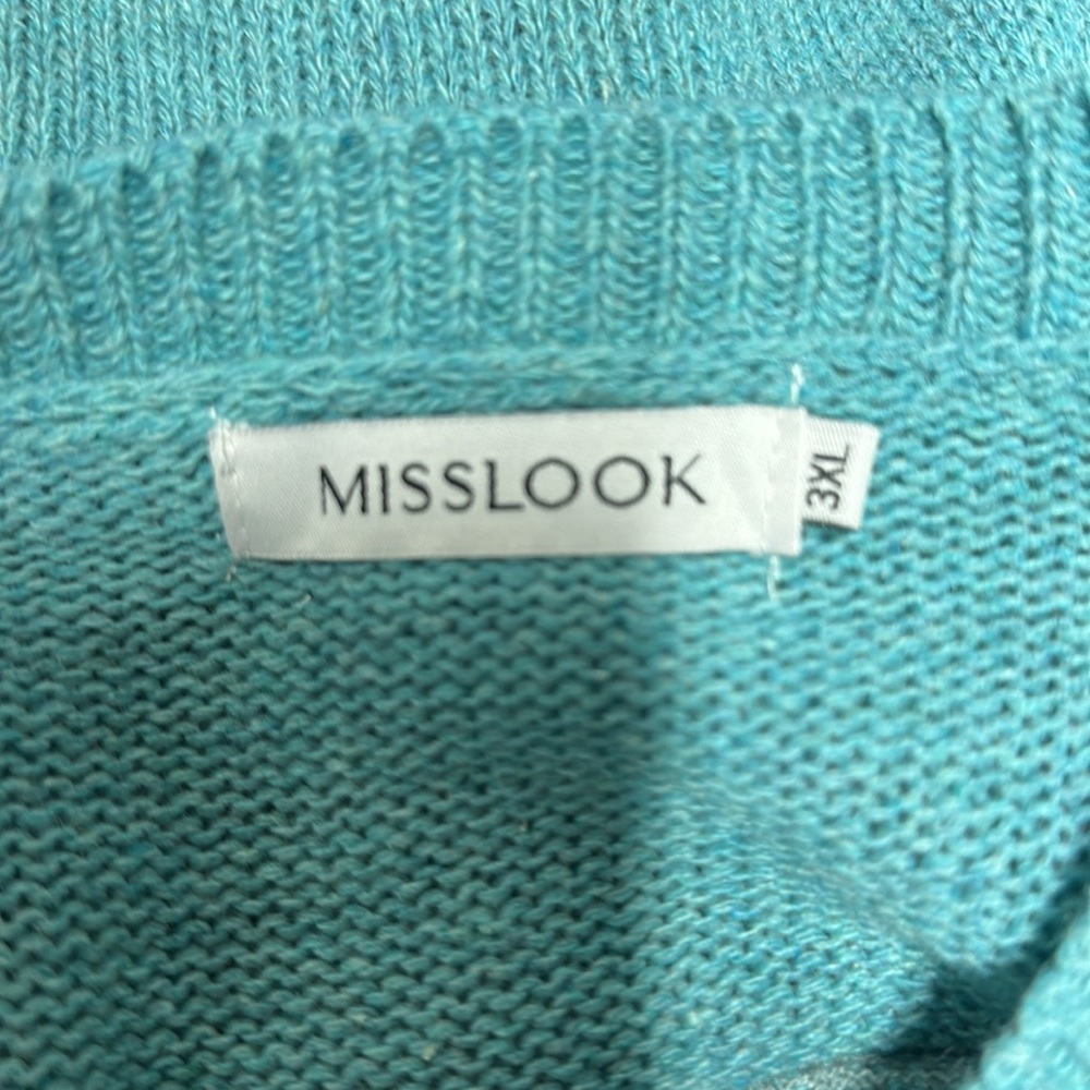 *** SALE *** MISLOOK Turquoise Blue Green Pretty Knit Cardigan Sweater - Picture 5 of 6